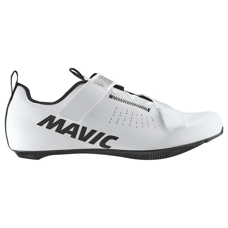Chaussure Route Mavic Aksium Strap Blanc 46 Serrage Velcro Fixation 3 Points Compatible Look-Shimano (Paire)