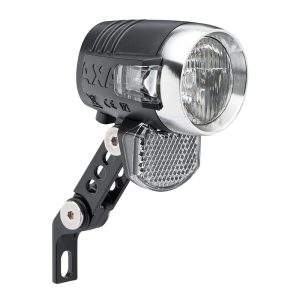 Eclairage Velo VAE - E-Bike Avant Sur Fourche Axa Blueline 6-12V 50Lux (38Mm) Noir Compatible Dynamo - Pour Voir à 70M Et Visible à 4Kms